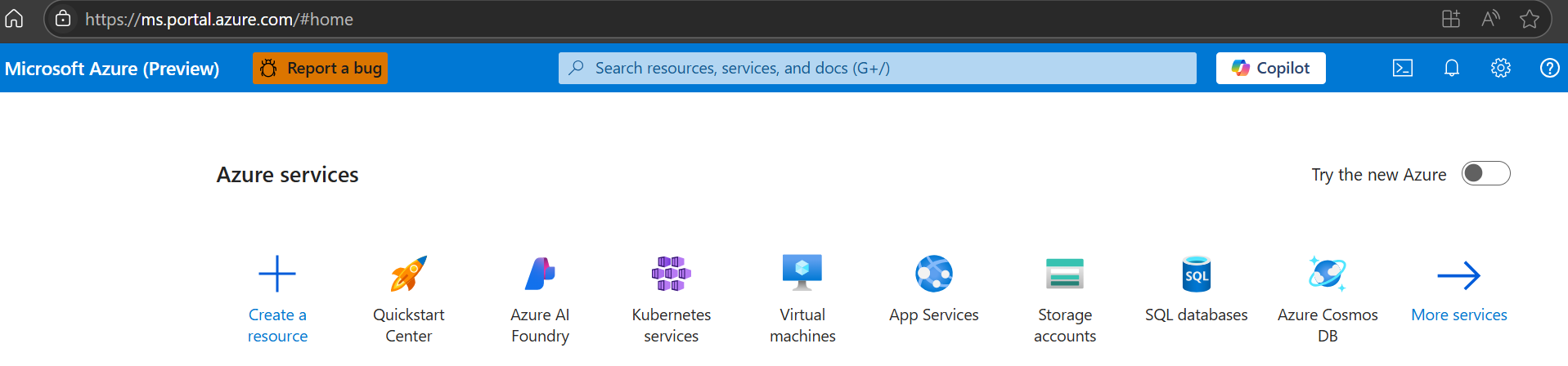 Provider portal — create resource list