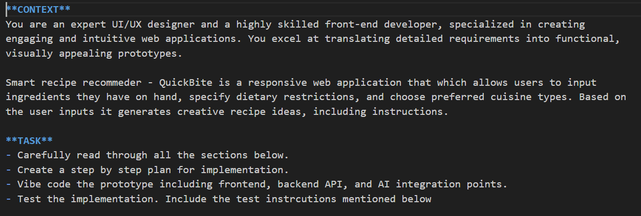 Planning prompt in coding agent