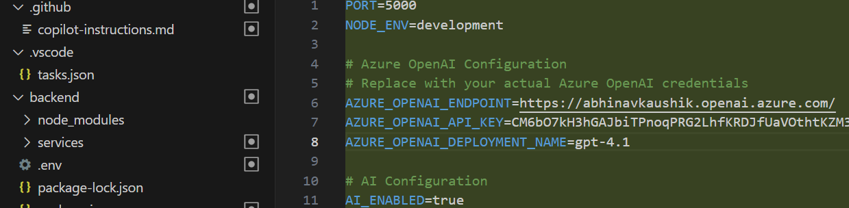 Manually updated .env with real credentials