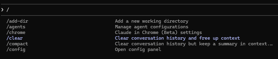 Claude Code slash command dropdown
